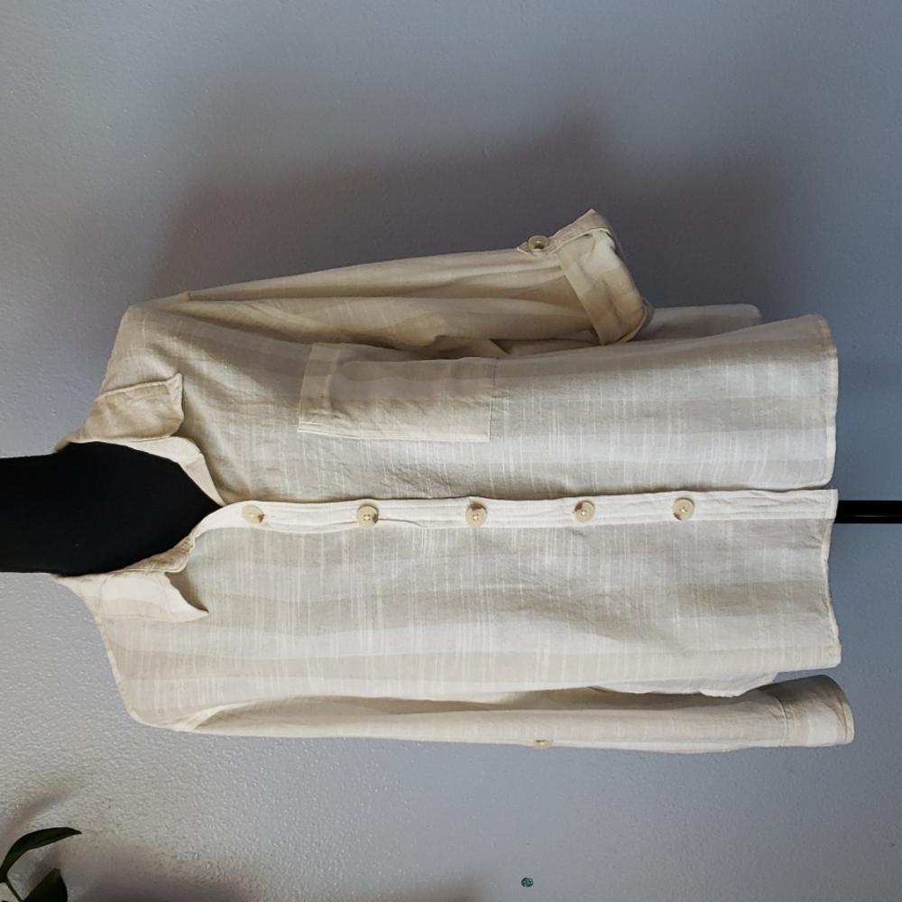 Natural Reflections Striped Linen Like Blend Blouse sz L